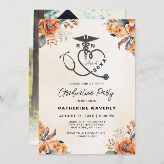 看護学校卒業党招待状 招待状 (正面/裏面)