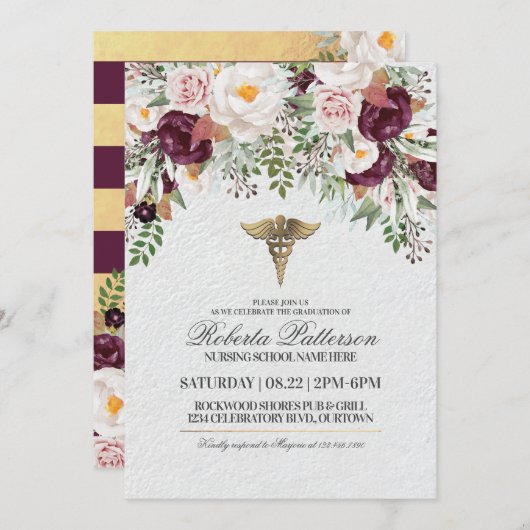 看護学校卒業党招待状 招待状 (正面/裏面)