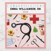 看護学校卒業党 ワインラベル (シングルラベル)