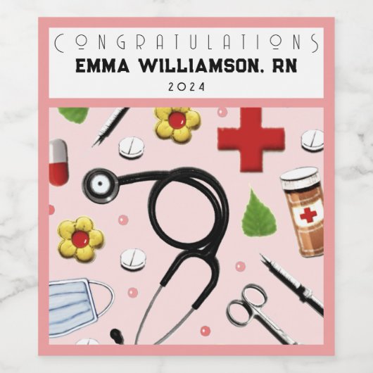 看護学校卒業党 ワインラベル (シングルラベル)