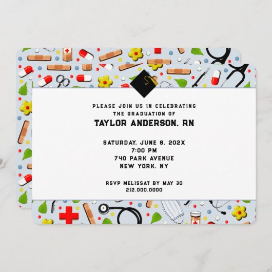 看護学校卒業党 招待状 (正面/裏面)