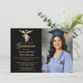 看護学校卒業式カドゥセウムバラブラック 招待状 (スタンド正面)