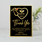 看護学校卒業式用ゴールドホイル感謝カード 箔招待状 (立ち正面)