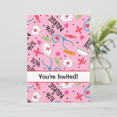 看護学校卒業式　ピンク 招待状 (スタンド正面)