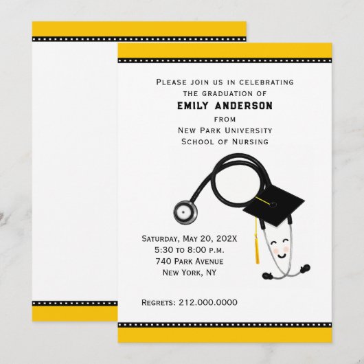 看護学校卒業式 招待状 (正面/裏面)