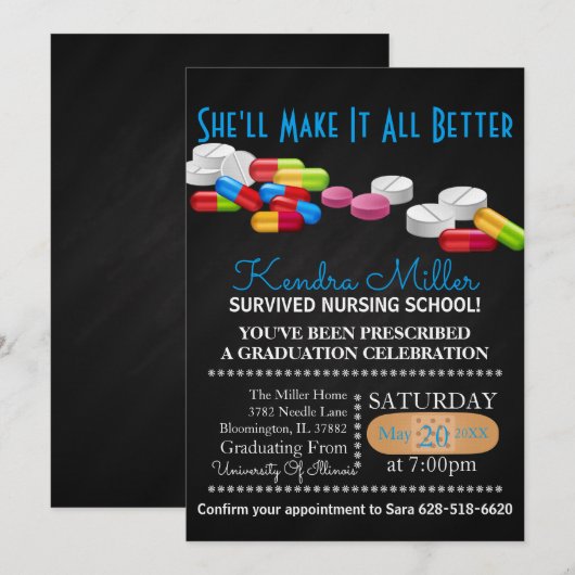 看護学校卒業招待状 招待状 (正面/裏面)