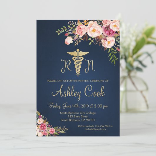 看護学校卒業招待状 招待状 (スタンド正面)