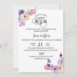 看護学校卒業水彩フローラ春 招待状