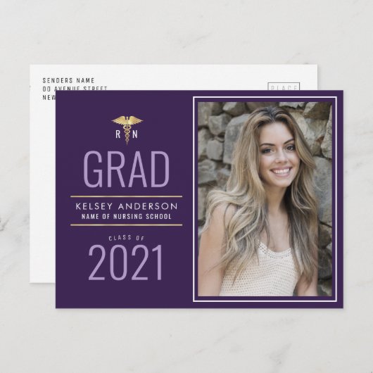 看護学校卒業発表 ポストカード (正面/裏面)