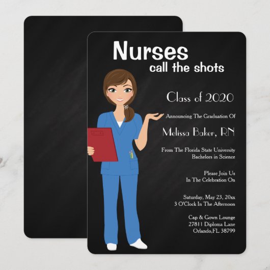 看護学校卒業発表 招待状 (正面/裏面)