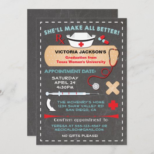 看護学校卒業者の時効 招待状 (正面/裏面)