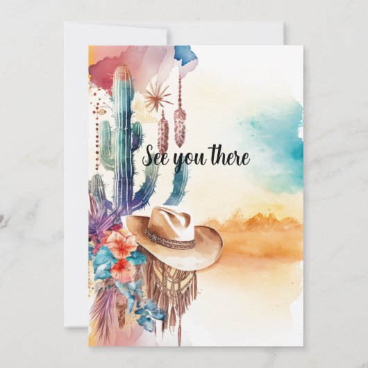 看護学校卒業西カウボーイサボテン 招待状 (裏面)