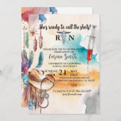 看護学校卒業西カウボーイサボテン 招待状 (正面/裏面)