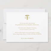 看護学校卒業金ゴールドエレガント写真 案内状 (裏面)