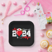 看護学校卒業2024年ナース卒業 ペーパープレート (パーティー)