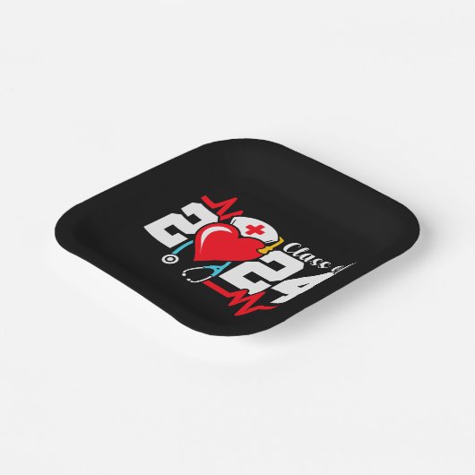 看護学校卒業2024年ナース卒業 ペーパープレート (傾斜あり)