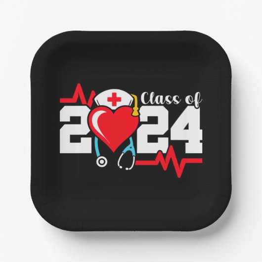 看護学校卒業2024年ナース卒業 ペーパープレート (正面)