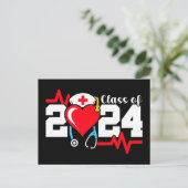 看護学校卒業2024年ナース卒業 ポストカード (スタンド正面)