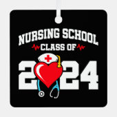 看護学校卒業2024年ナース卒業 メタルオーナメント (正面)