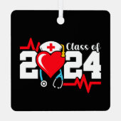 看護学校卒業2024年ナース卒業 メタルオーナメント (裏面)