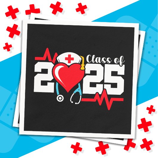 看護学校卒業2025年ナース卒業 スタンダードカクテルナプキン