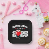 看護学校卒業2025年ナース卒業 ペーパープレート (パーティー)