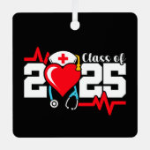 看護学校卒業2025年ナース卒業 メタルオーナメント (正面)