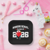 看護学校卒業2026年ナース卒業 ペーパープレート (パーティー)