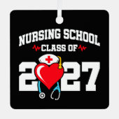 看護学校卒業2027年ナース卒業 メタルオーナメント (正面)