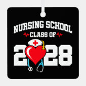 看護学校卒業2028年ナース卒業 メタルオーナメント (正面)