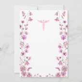 看護学校卒業 ピンクの杖の花イラスト 招待状 (裏面)