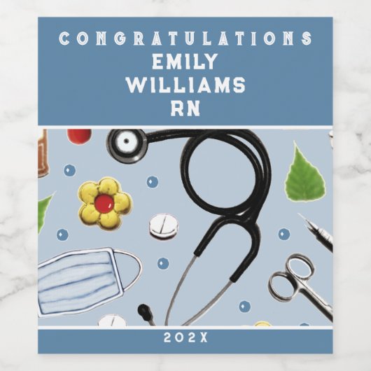 看護学校卒業 ワインラベル (シングルラベル)