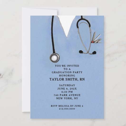 看護学校卒業 招待状 (正面)