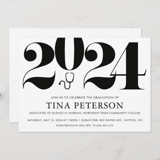 看護学校卒業 招待状 (正面/裏面)