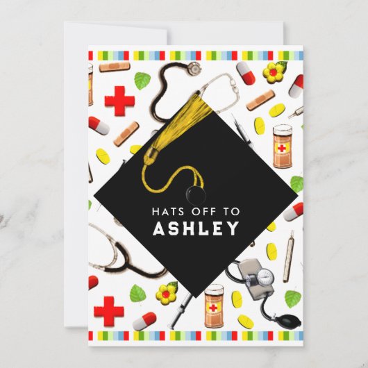 看護学校卒業 招待状 (正面)