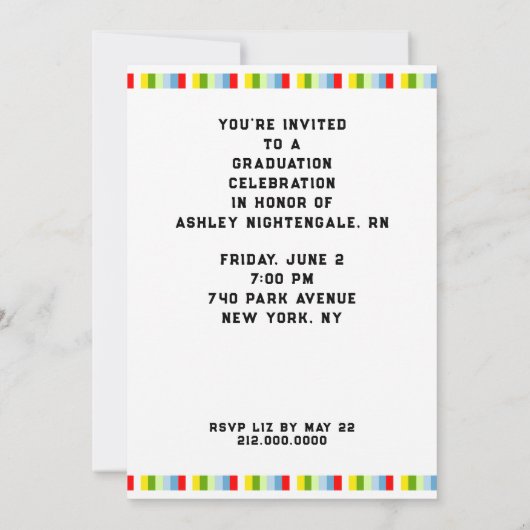 看護学校卒業 招待状 (裏面)