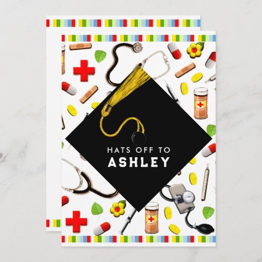 看護学校卒業 招待状 (正面/裏面)