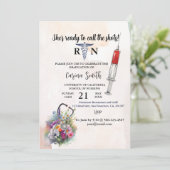 看護学校卒業 春のワイルドフラワー 花柄 招待状 (スタンド正面)