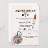 看護学校卒業 春のワイルドフラワー 花柄 招待状 (正面/裏面)