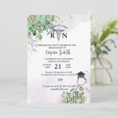 看護学校卒業 紫 ボタニカル フラワー 招待状 (スタンド正面)