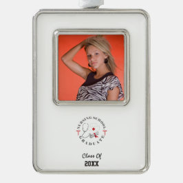 看護学校大学院ギア シルバープレートフレームオーナメント