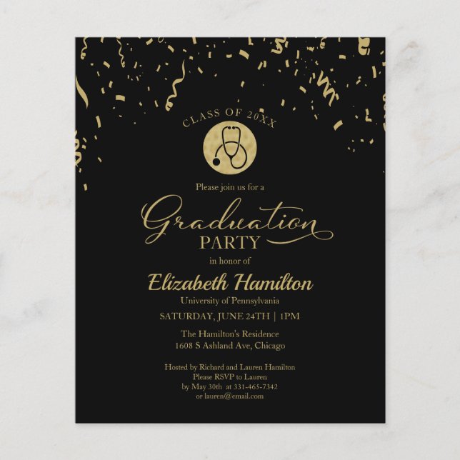 看護学校大学院パーティー予算招待状 (正面)