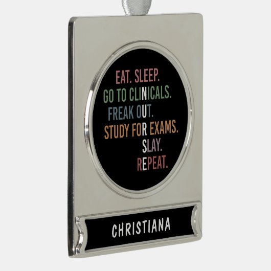 看護学校学生未来ナースRNギフト シルバープレートバナーオーナメント (右)