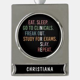 看護学校学生未来ナースRNギフト シルバープレートバナーオーナメント