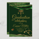 看護学校緑・金ゴールド卒業会 招待状 (正面/裏面)