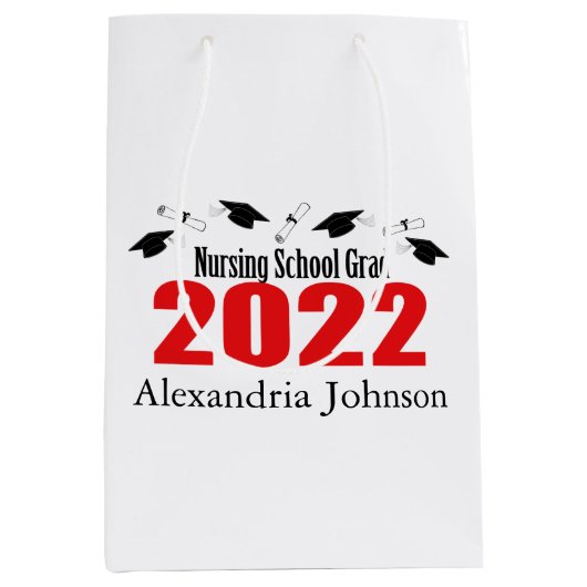看護学校2022卒業抱き枕（レッドキャップス） ミディアムペーパーバッグ (正面)