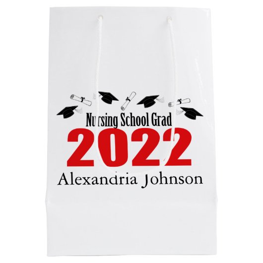 看護学校2022卒業抱き枕（レッドキャップス） ミディアムペーパーバッグ (裏面)