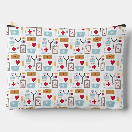 看護学生の医師のアイコン針の丸薬 アクセサリーポーチ (正面)