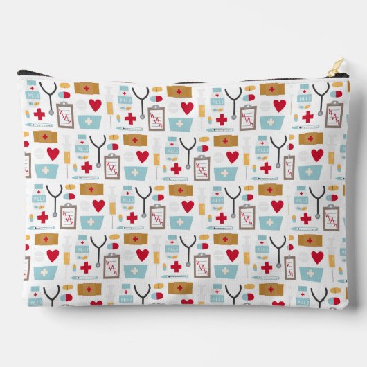 看護学生の医師のアイコン針の丸薬 アクセサリーポーチ (裏面)