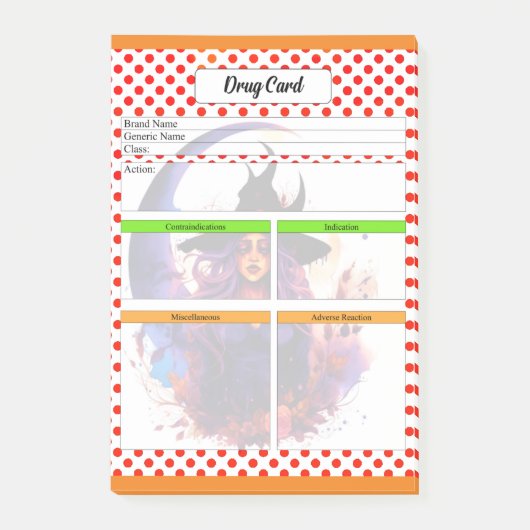 看護学生の薬物テンプレート ポストイット (正面)